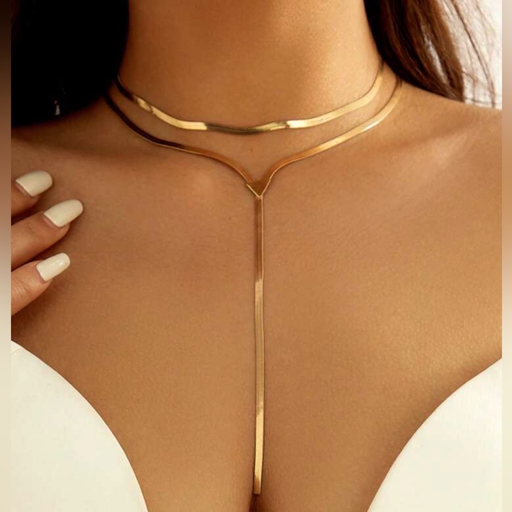 New Minimalist Gold Bar Pendant Necklace